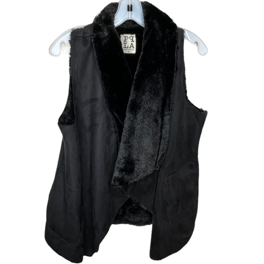 PPLA Clothing Fur Lined‎ Vest Black